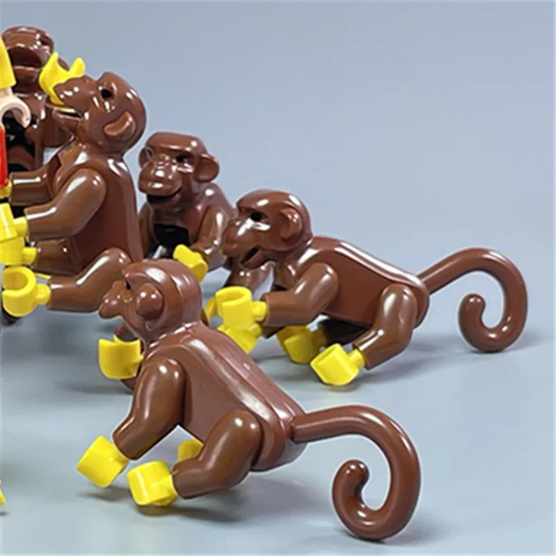 5 шт./компл. строительные блоки цвета коричневый Обезьяна Король кирпичи MOC