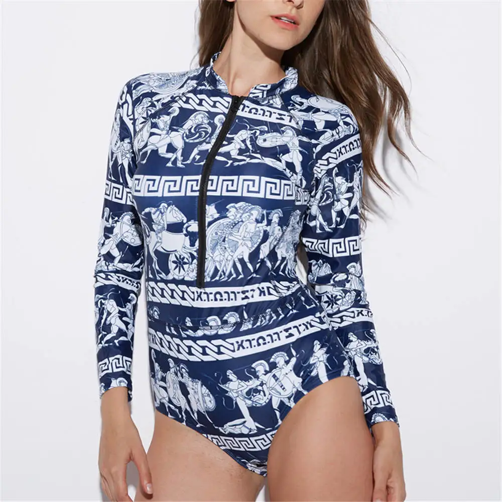 Рашгард с длинным рукавом женский купальник на молнии Roam Print одежда для серфинга