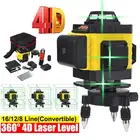 16 линий 4D лазерный уровень с лазером зеленого цвета линии самовыравнивания 360 горизонтальный и вертикальный крест супер мощный лазерный уровень с лазером зеленого цвета пучок лазерного нивелира
