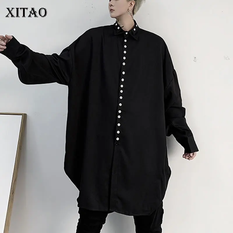 Женская Асимметричная блузка XITAO черная Повседневная плиссированная с одной