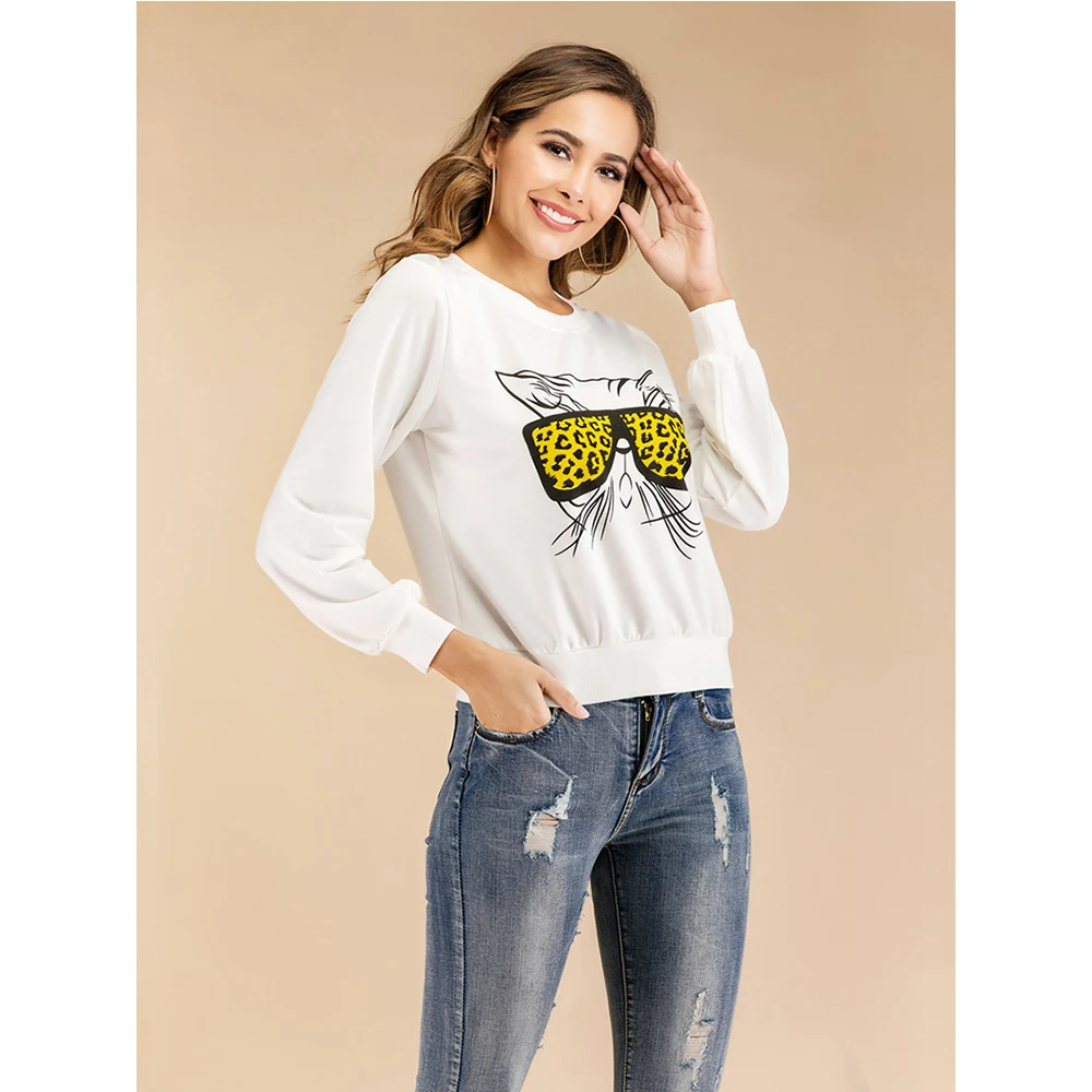 Весенне-осенняя женская футболка 2020 повседневная с длинным рукавом и круглым