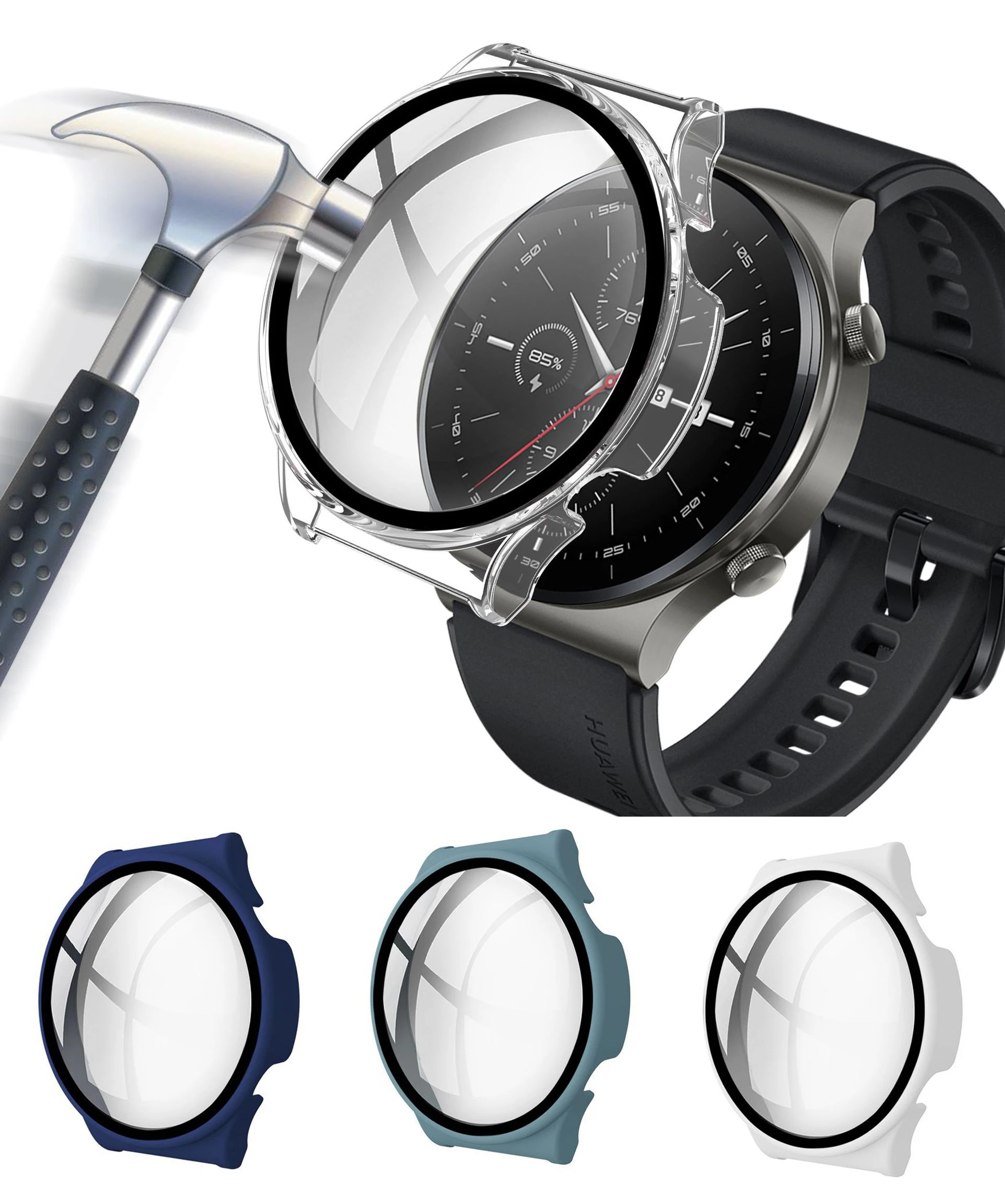 

Hard Edge Full Screen Glass Protector Case Shell Frame For Huawei GT 2 Pro Watch/GT2 Pro Smartwatch Protective Bumper Cover