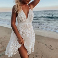 ladies sexy beach dress off shoulder sexy floral lace deep v neck holiday bikinis cover ups backless layered bathing swimsuits