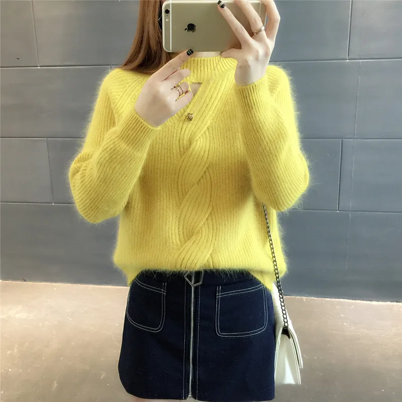 Новинка 2019 осенне-зимний женский пуловер теплые свободные свитера высокое