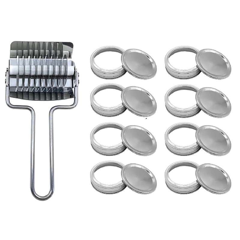 

30 Packs Canning Lids, Regular Mouth Lids and Bands & 1 Pcs Non-Slip Handle Pasta Cutter Noodle Machine Cut