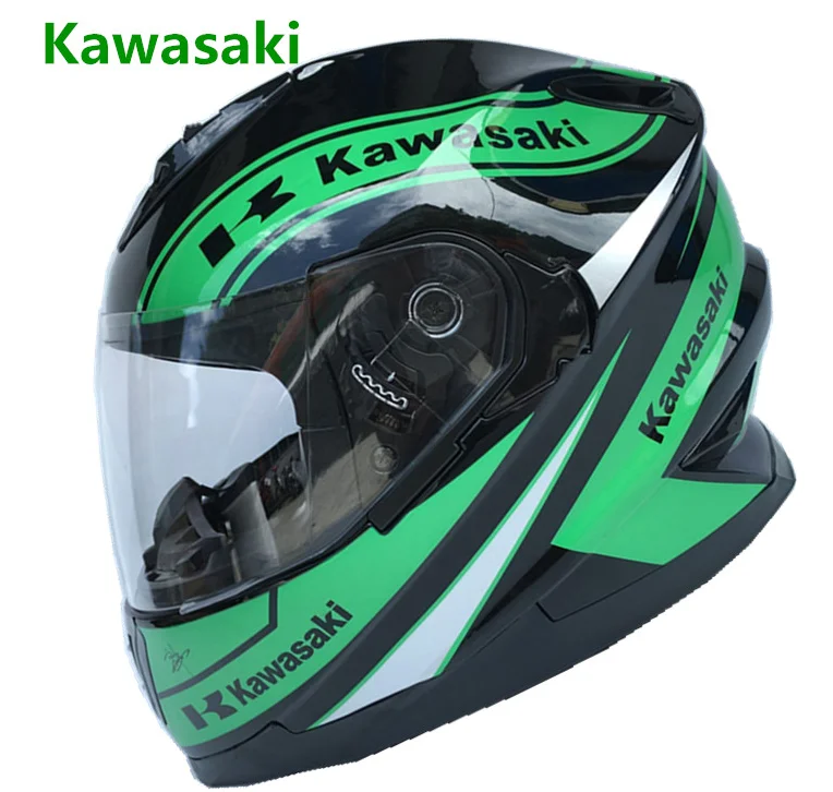 Для мотоцикла Kawasaki полноразмерная Защитная шляпа для мужчин/женщин классический зеленый всесезонный защитный шлем