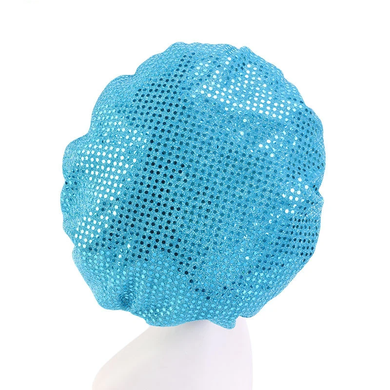 

New Extra Large Satin Lined Bonnet Women Big Beauty Sequins Knit Satin Bonnet Sleep Night Cap Head Cover Bonnet Hat Wholesale