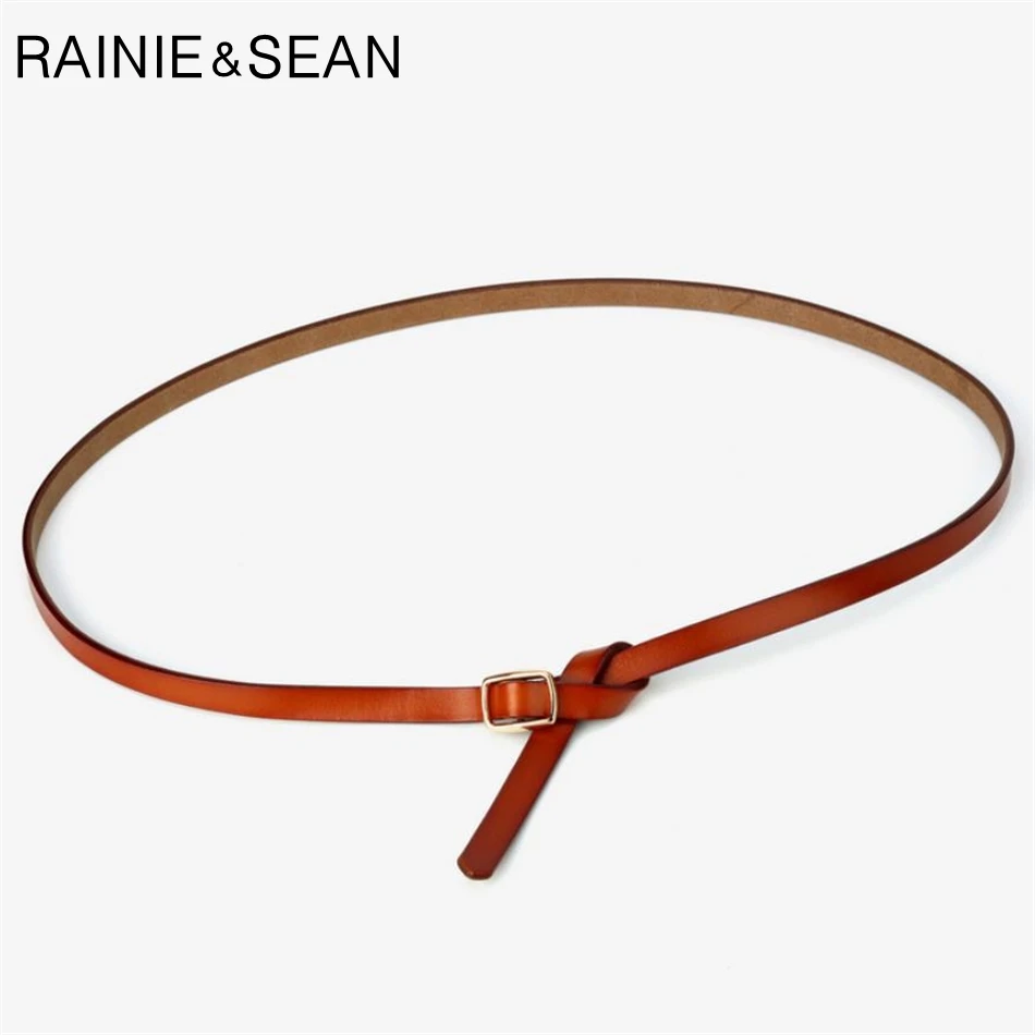 Ремень RAINIE SEAN женский из натуральной кожи тонкий однотонный