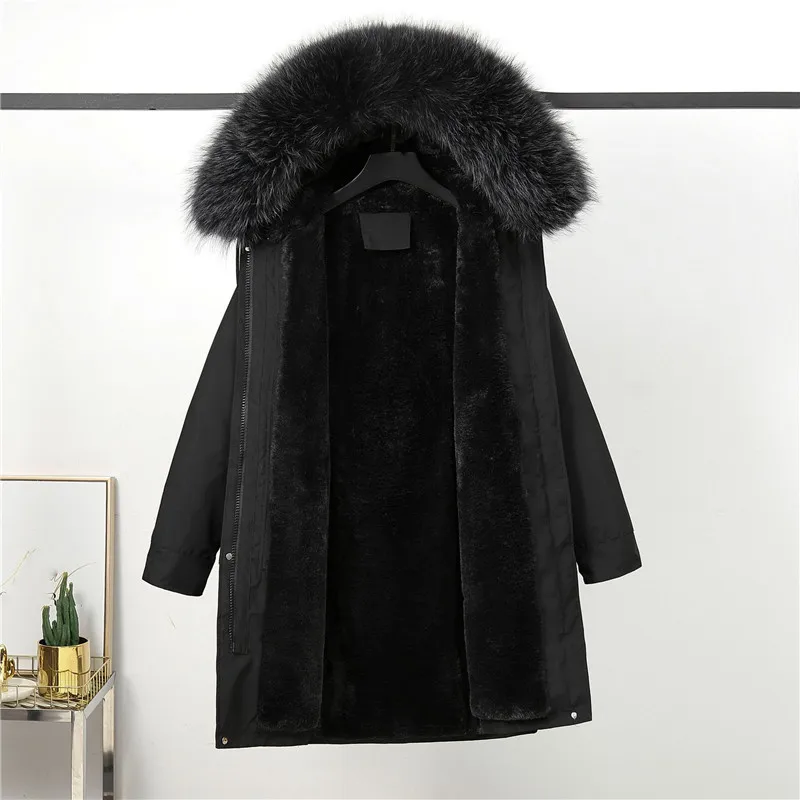 

Big Fur Hooded Parkas 2019 New Autumn Korean Fashion Plus Size Loose Velvet Russian Winter Thick Warmth Clothing Feminina LD1173