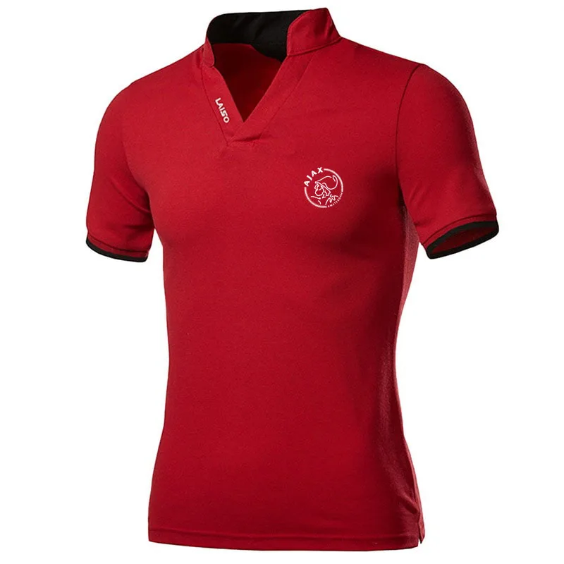 Рубашка поло AJAX мужская с коротким рукавом модная облегающая сорочка V образным