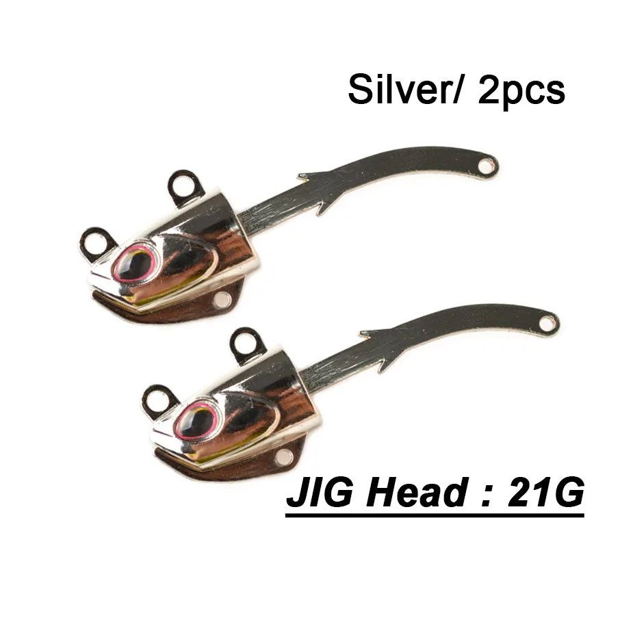 21g Silver JIG 2pcs TOMA, новинка, черная блесна, джиг, приманка для рыбалки, мягкая, щука, приманка, 14 г, 21 г, 2 крючка, бас, рыбалка на сельдь, Мягкая приманка, лодка, код, морская приманка - Цвет: 21g Silver JIG 2pcs