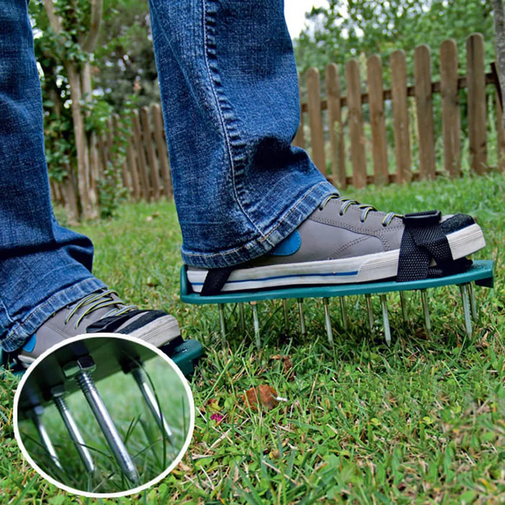 Lawn Aerator Shoes Nail Scarifier Cultivator Yard Garden Tool Adjustable Non-Slip Metal Buckle Duty Spiked Aerating |