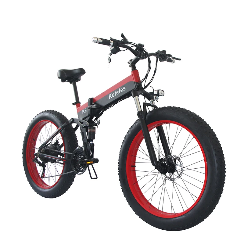 Online Keteles K8 Rot Erwachsene Elektrische Bike 800W 48V 15AH Lithium-Batterie Klapp E-Bike 26 Zoll Rad Fett Reifen Mobilität Berg Fahrrad