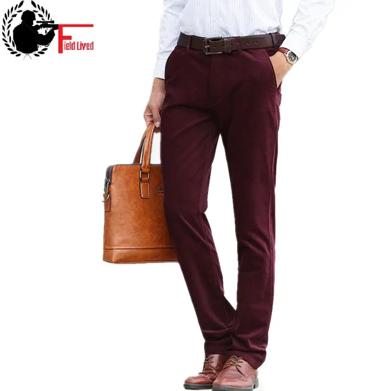 

2022 Plus Size 42 Spring Mens Corduroy Pant Classic Casual Business Stretch Trousers Male Regular Straight Pant Black Blue Khaki