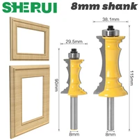 sherui 1pc 8mm shank 38mm 64mm miter frame molding router bit line knife door knife tenon cutter for woodworking tools