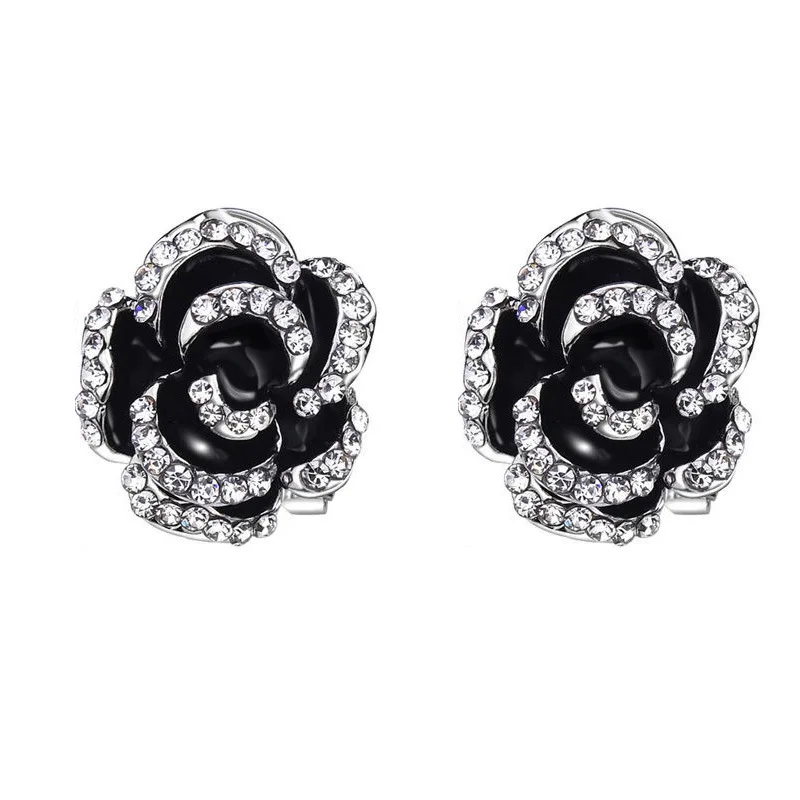 

Flower Earrings Black Rose Women's Earrings Aesthetic Woman Accessories Earrings 2021 Trend Friends Gifts
