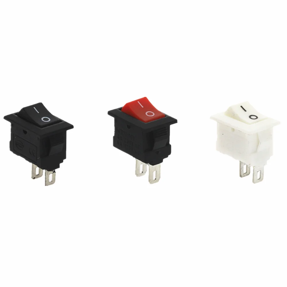 100 шт. 10*15 мм 2PIN вкл/выкл клавишный переключатель 3A 250VAC/6A 125VAC белый красный