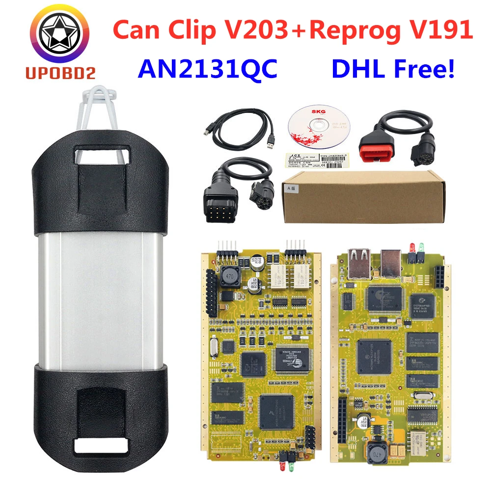 DHL бесплатно для Renault Can Clip V202 V203 AN2131QC Золотая печатная плата полные чипы OBD2