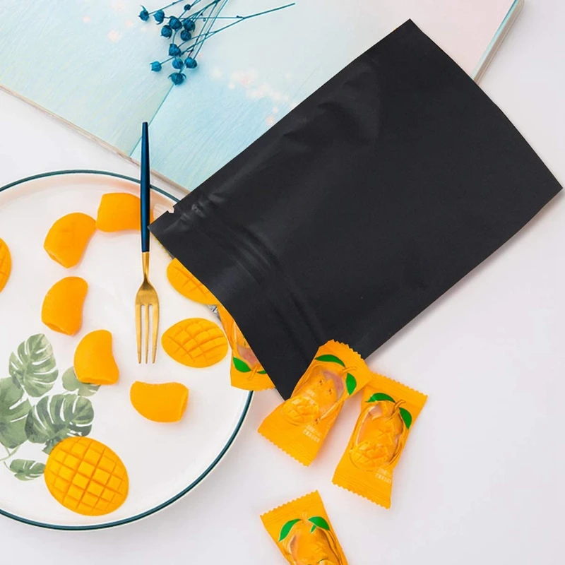 

100 Pack Smell Proof Stand-Up Bags - 4 x 6 Inch Resealable Mylar Bags Foil Pouch Double-Sided Zipper Matte Black