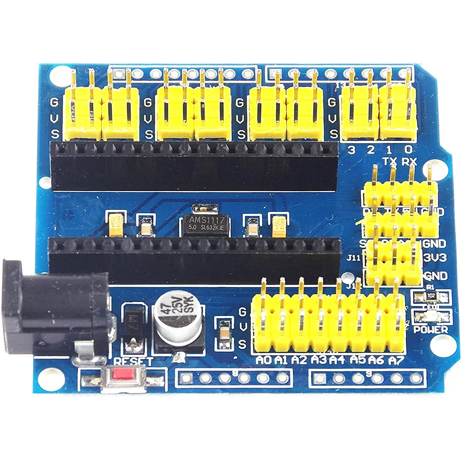 

NANO I/O IO Expansion Sensor Shield Module For Arduino UNO R3 Nano V3.0 3.0 Controller Compatible Board I2C PWM Interface 3.3V