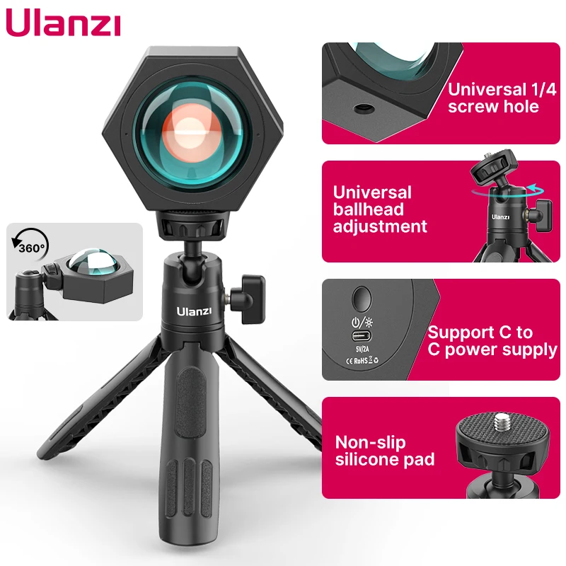 

Ulanzi Sunset Projector Lamp 360° Rotation Color Projection Light Romantic Visual LED Light for Photography Home Party Bedroom