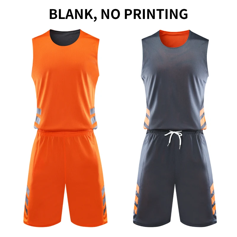 orange grey blank Двусторонняя баскетбольная форма на заказ, форма для баскетбола с принтом имени, логотипа, Джерси, баскетбольная L-6XL, спортивная одежда - Цвет: orange grey blank
