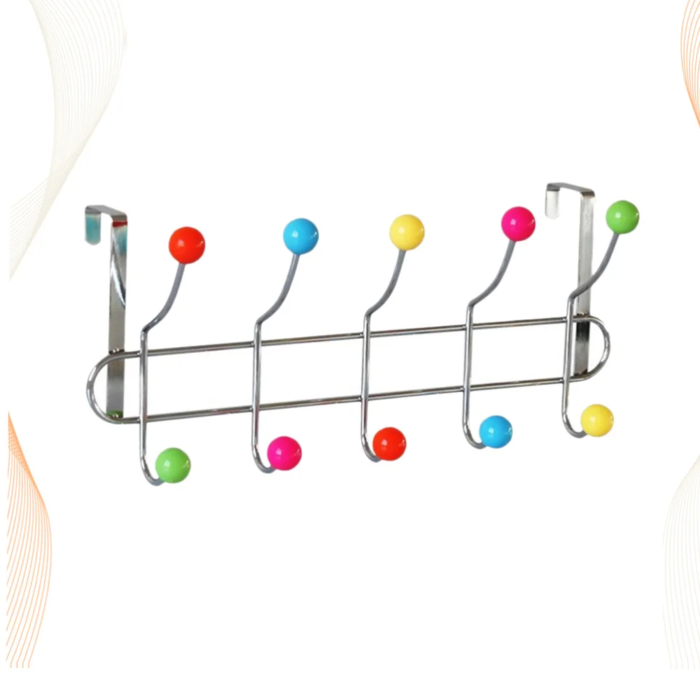

Punch Free Over the Door Hangers Colored Beads Hanging Hook Rail Coat Handbag Hat 5-Hooks for Home Door