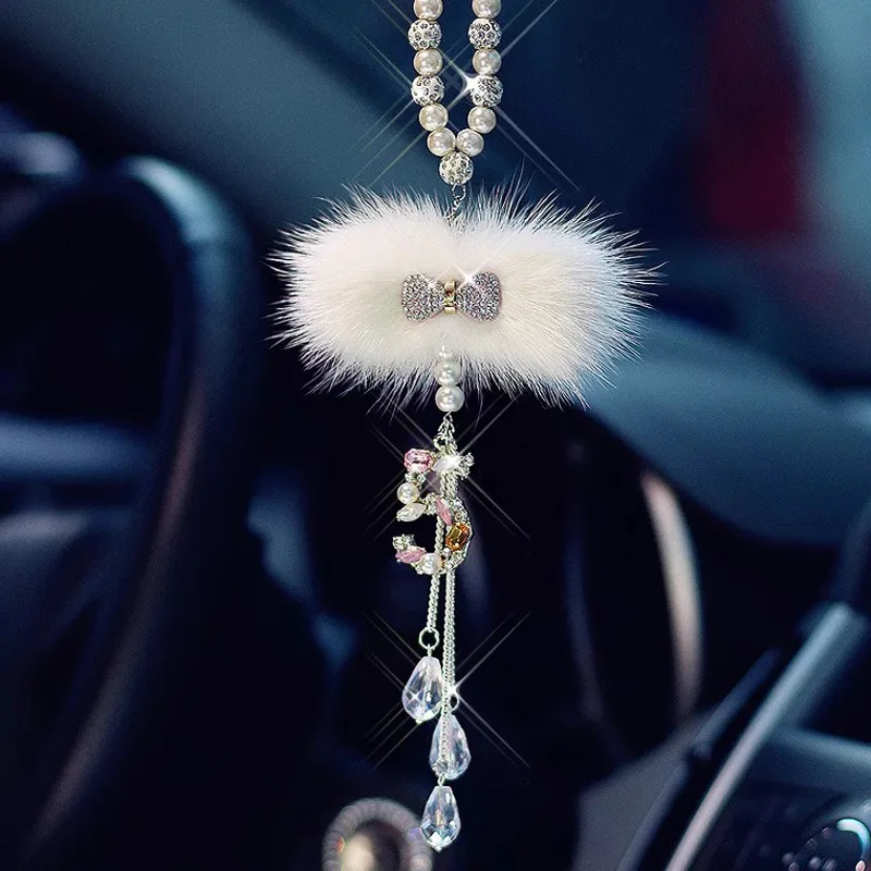 

Подвесное украшение для автомобиля, украшение для автомобиля, хрустальные стразы, бант, зеркало заднего вида, подвеска для девочек, автомоб...