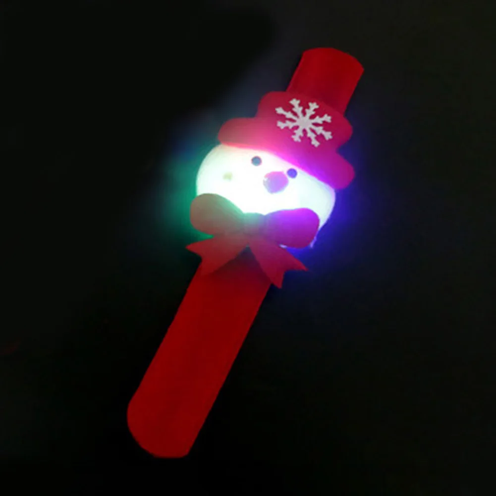 Snowman 10 шт./компл. с светодиодный Снеговик рождественские изображением героев мультфильма "Маша и медведь подарки Санта Клаус вечерние палевый слэп-браслеты праздник светящийся браслет украшения - Цвет: Snowman