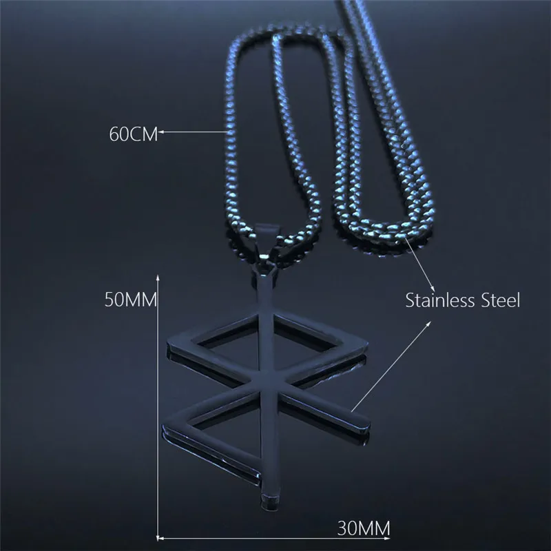 

Nordic Bindrune - Peace Tranquility & Unity Stainless Steel Necklaces Men/Women Silver Color Long Necklace Jewelry N1268S02