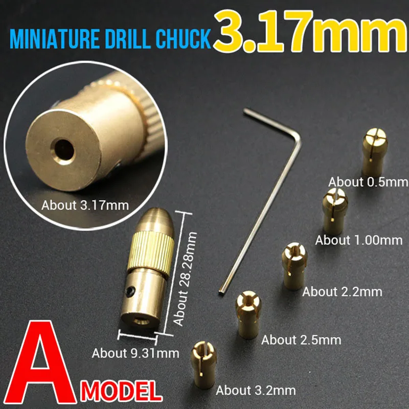 Миниатюрная электрическая дрель латунные зажимные патроны самозатягивающаяся