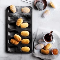 12 grids carbon steel golden shell scallop mold diy cookies cake chocolate baking mould kitchen accessories tool cake set
