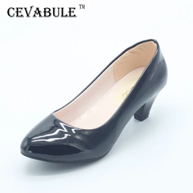 Новые женские классические туфли CEVABLUE черные матовые лодочки на низком среднем