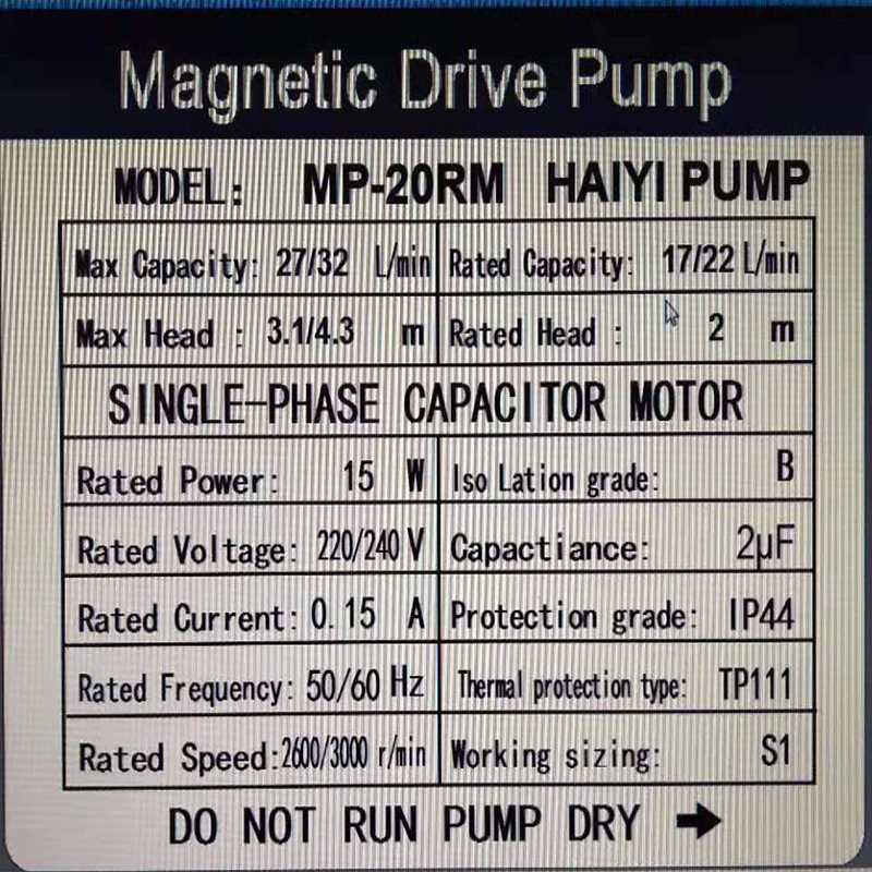 Магнитный насос MP-20RM 304 нержавеющая сталь головка 27~ 32 л/мин доморощенного пива и вина приводной насос