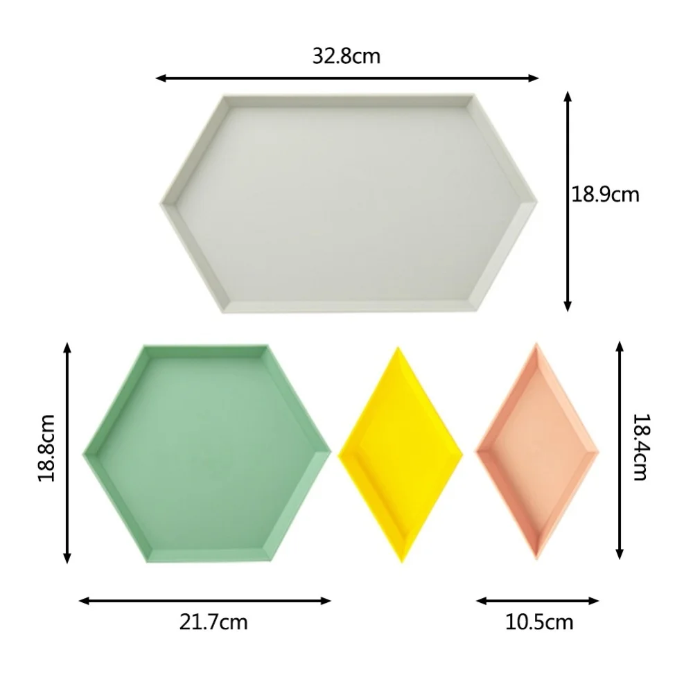 

4PCS/Set Innovative Color Geometric Storage Tray Removable Fruit Plastic Combination Desktop Storage Tray Detachable Fruit Plate