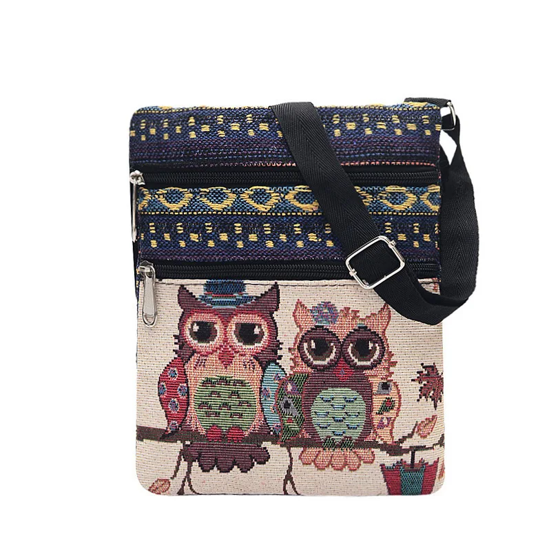 Женская мини-сумка с мультяшным принтом совы сумка-конверт на плечо повседневный