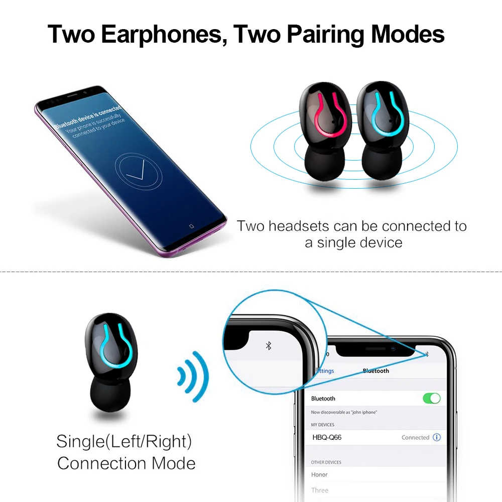 ALWUP Bluetooth 5 0 наушники беспроводные спортивные водонепроницаемые стерео с двойным