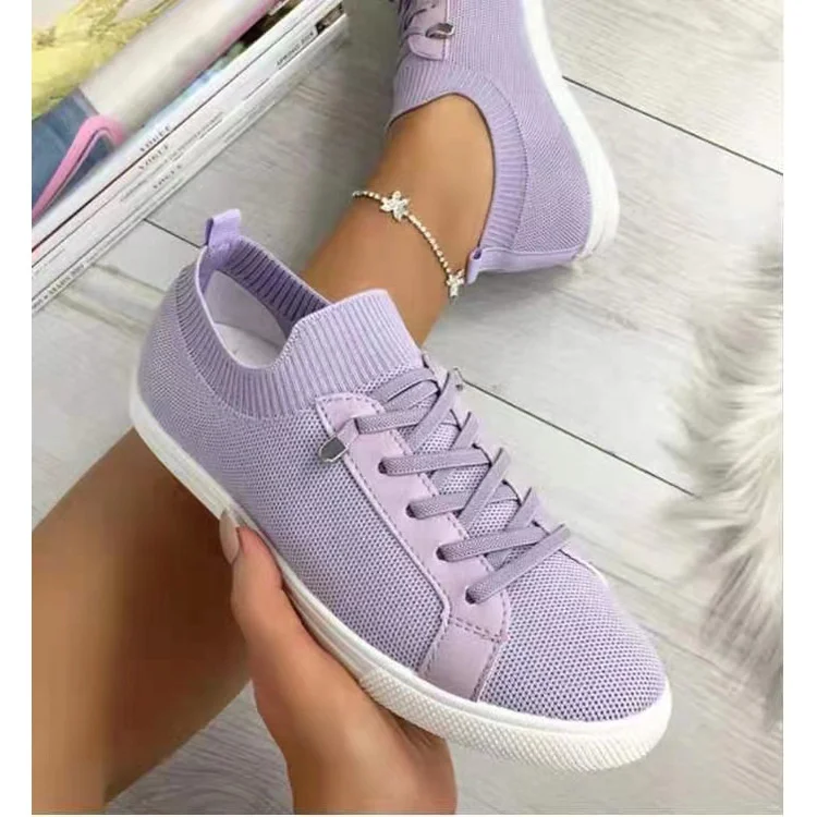 

New One Foot Flying Woven Large Women's Shoes Elastic Flat Soled Vulcanized Shoes Candy Color Casual Slip On Flats Shoes