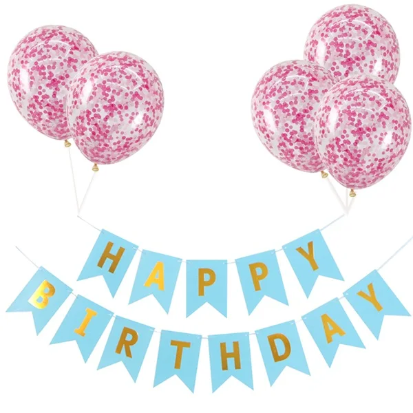 15 banner confetti Розовое золото с днем рождения баннер воздушные шары с конфетти цвета розовое золото гелиевые шары Дети День Рождения Декор для душа - Цвет: 15 banner confetti