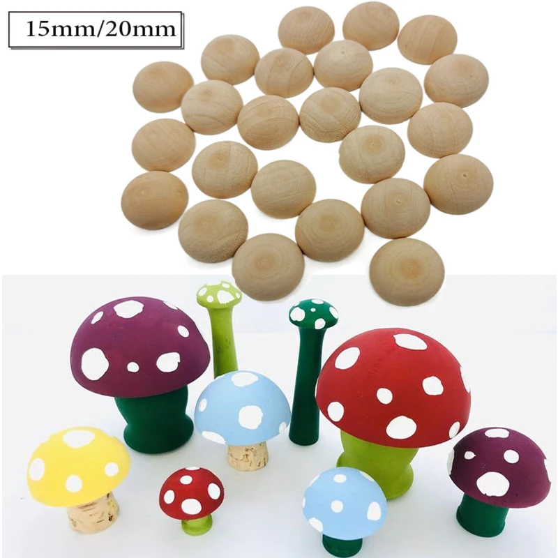 Cuentas de madera Natural de 15/20MM, accesorios redondos convexos de media espalda sin terminar, joyer&iacute;a de madera artesanal, proveedor hecho a mano-3