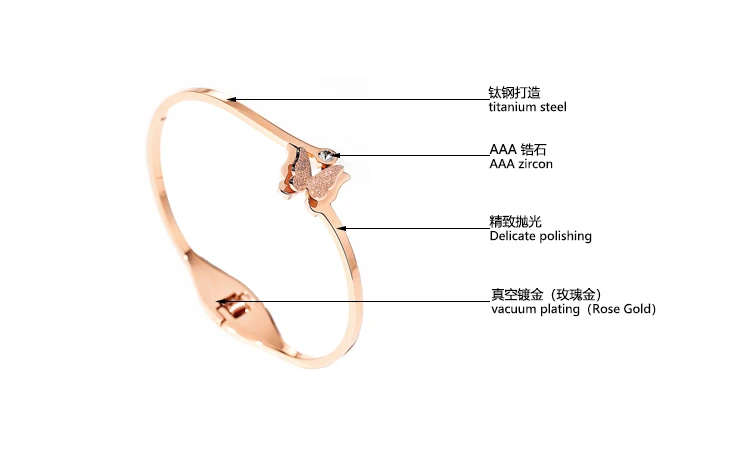 TURKISH Girl JEWELRY ROSE GOLD18 k Rose Gold Titanium Steel BUTTERFLY Bangle beautiful CT Solid layered | Украшения и аксессуары