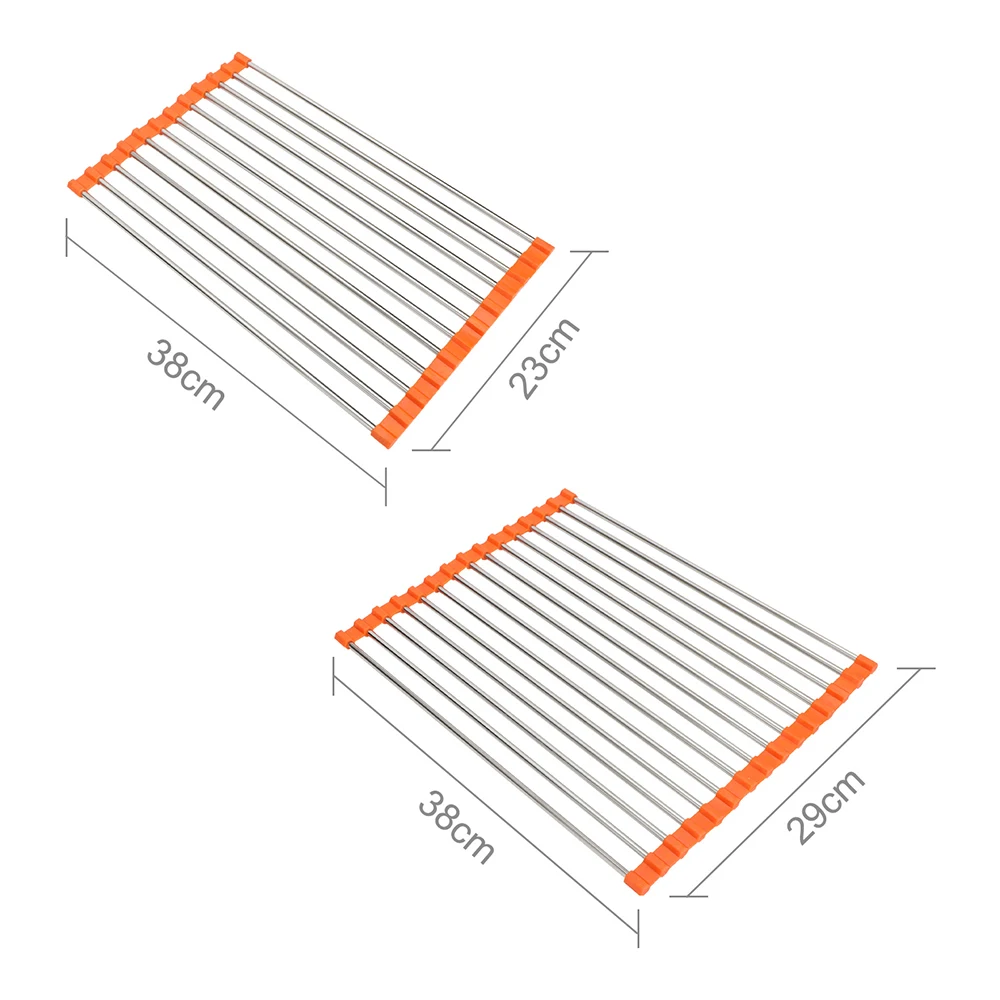 

Kitchen Sink Rack Stainless Steel Foldable Dish Cutlery Drainer Drying Holder Fruits Cup Dish Drying Tools Sink Storage Shelf