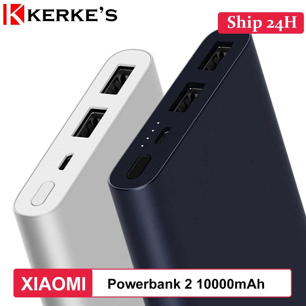Xiao mi power Bank 2, 10000 мА/ч, быстрая зарядка, внешний аккумулятор с двумя USB, портативный Alu mi nium, быстрая зарядка mi power, внешний аккумулятор