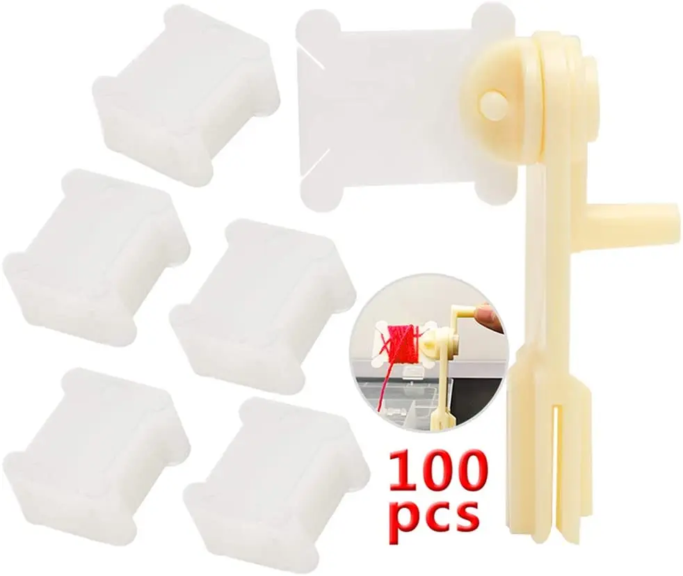 

Бобины для мулине пластиковые, прозрачные, 100 шт., набор катушек, для вышивания, нитки для вышивки крестом