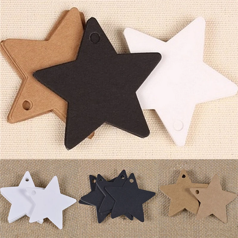 

100Pcs Black Star Kraft Paper Label Price Card Christmas Wedding Halloween Christmas Decorations Luggage Tags Packaging Labels