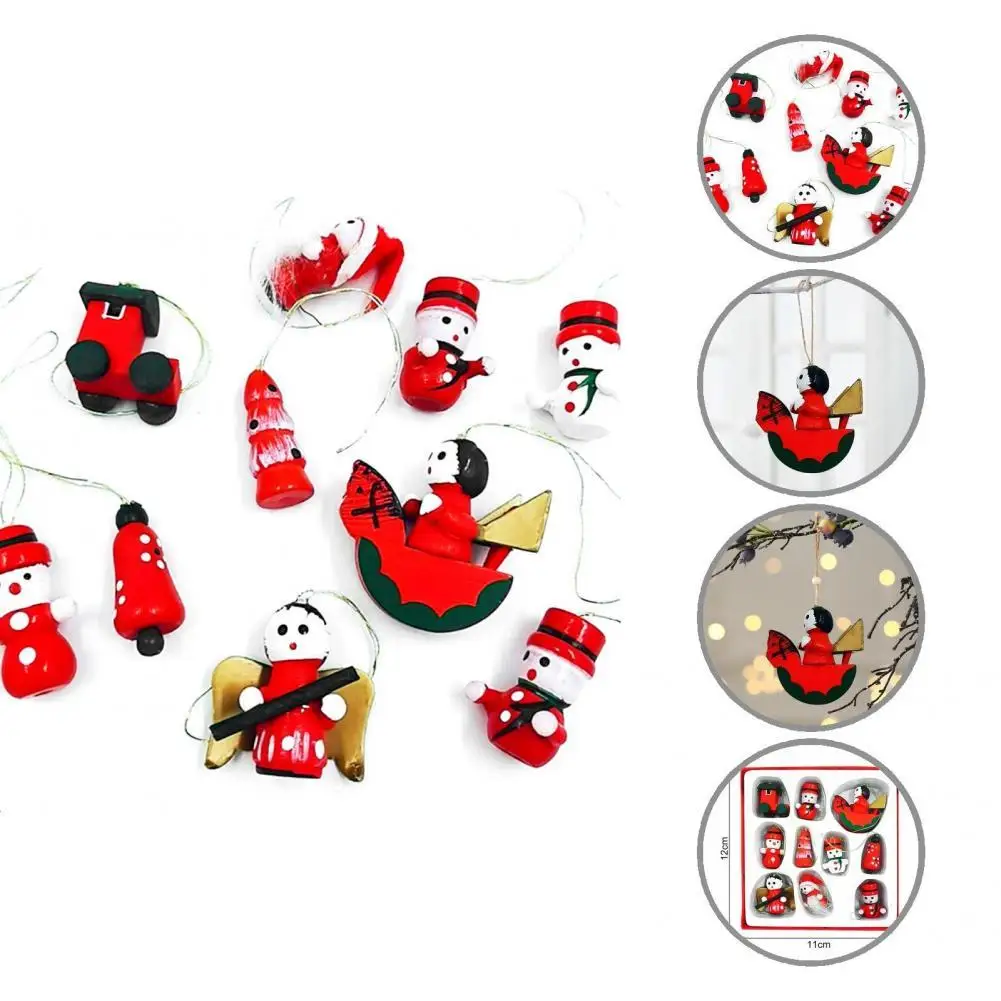 

Adorable 10Pcs Cute Lovely Snowman Pendant Wooden Hanging Pendant Easy to Installation Home Decor