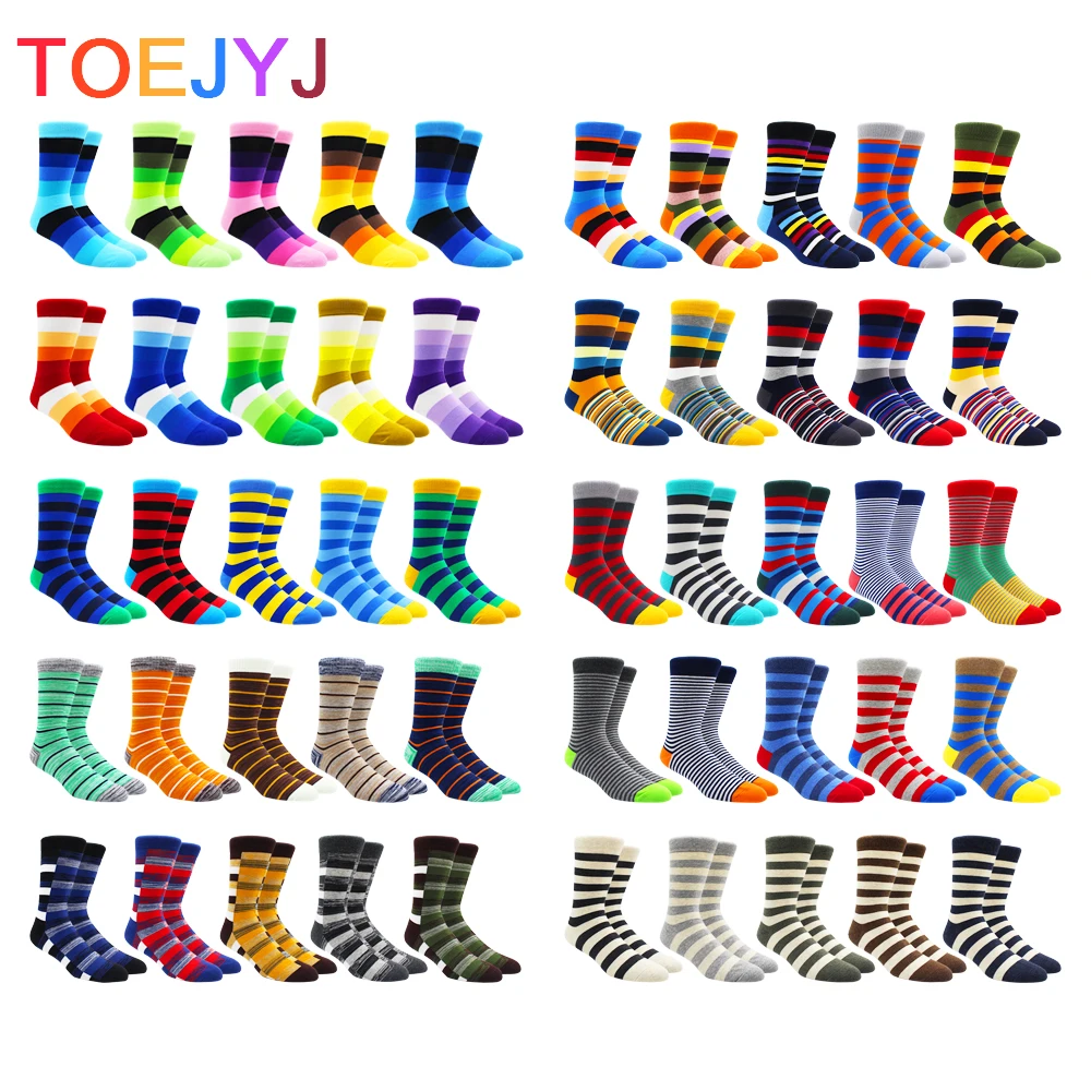

5-10 Pairs Size 41-49 Colorful Fashion Cotton Long Women Men Socks Larger Size Stripe Socks Pack Gifts for Men