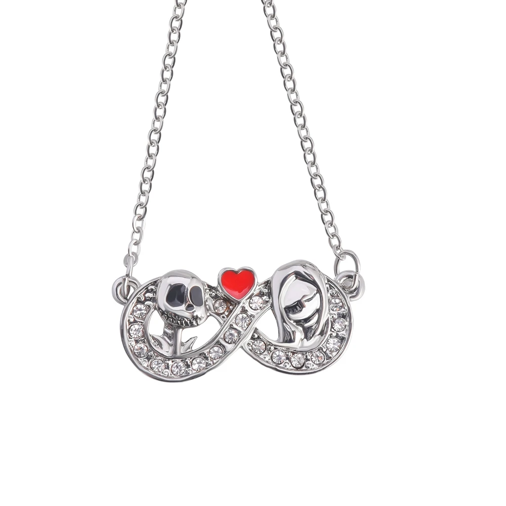 

Серебряное ожерелье из нержавеющей стали в виде призрака Джека, бриллиантовое колье в форме сердца, ювелирные изделия, подарок на Хэллоуин