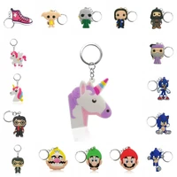 500pcs pvc cartoon figure key chain cute anime key ring kid toy pendant keychain fashion trinket