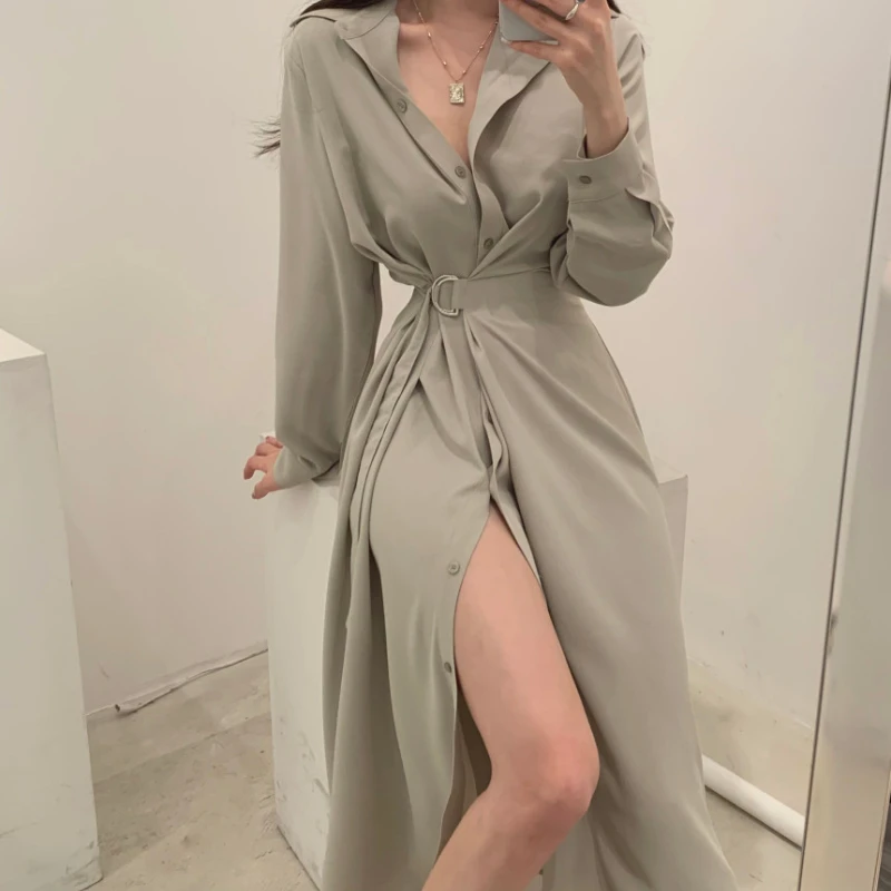 Женское винтажное длинное платье-рубашка элегантное кружевное платье в стиле